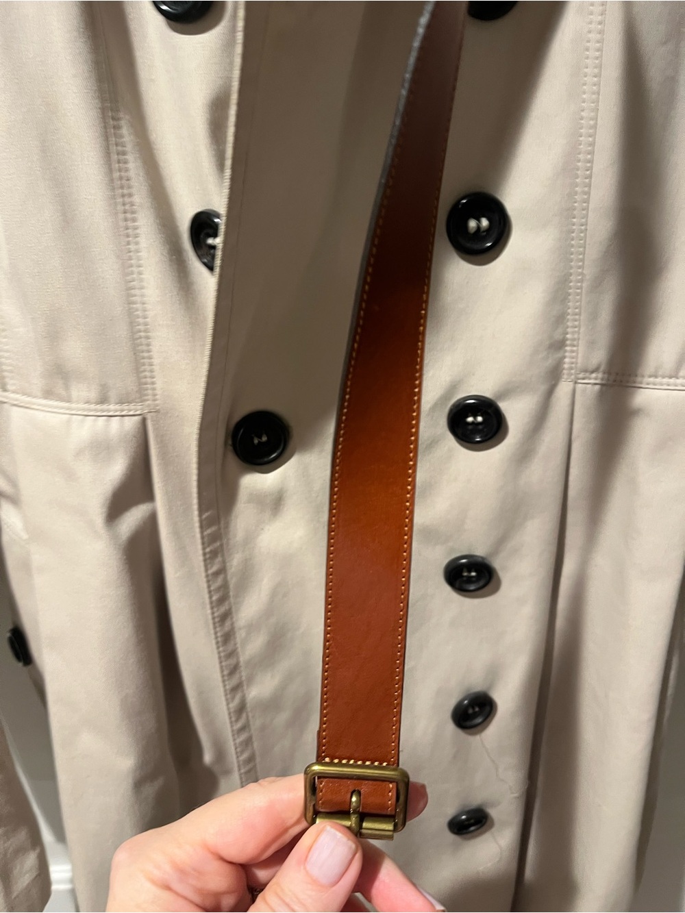 Burberry Beige Double-Breasted Trench with Brown leather Belt with tags SZ 14R - Picture 5 of 15